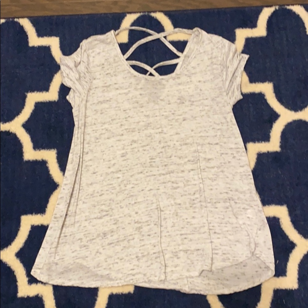 grey cross back blouse